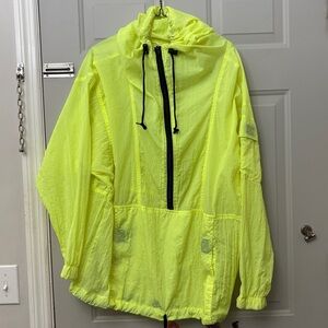 Vintage Neon Yellow Oversized Women's Windbreaker Jacket